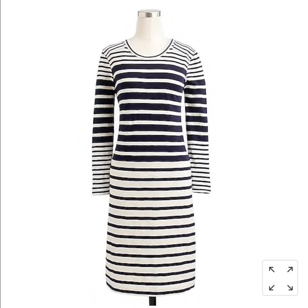 Altuzarra Navy and White Striped Long-Sleeve Dress